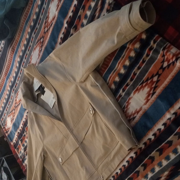 Adam Lippes khaki zip up casual rain coat L - Picture 3 of 4